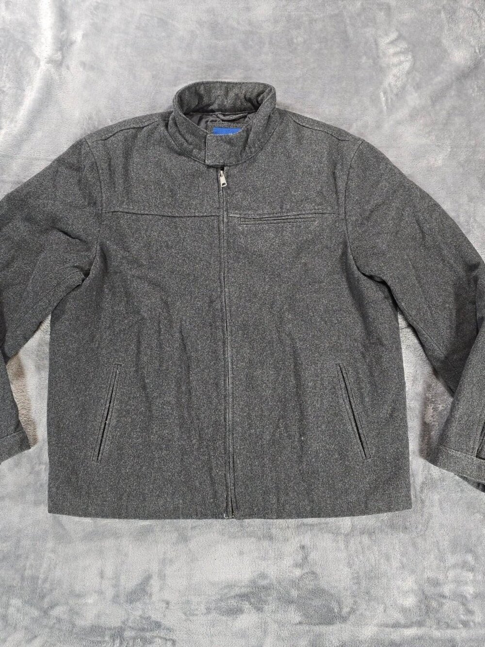 Old Navy Wool Jacket Mens XL Gray Full Zip Bomber Heavy Lined Recycled Wool